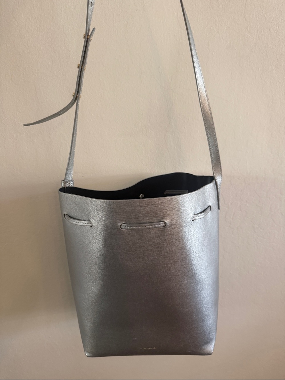 Mansur Gavriel Metallic Silver Bucket Shoulder Bag